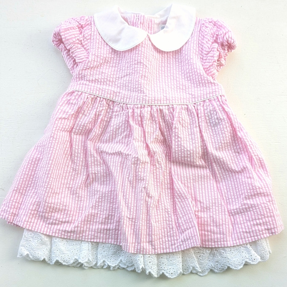 Ralph Lauren | Pink White Striped Special Occasion Summer Dress 6m EUC
